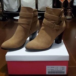 Tan JUST FAB Krislam Ankle Booties